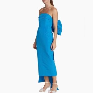 Alexia Maria Strapless Margaret Bow Silk Midi Column Dress US 8 $1295